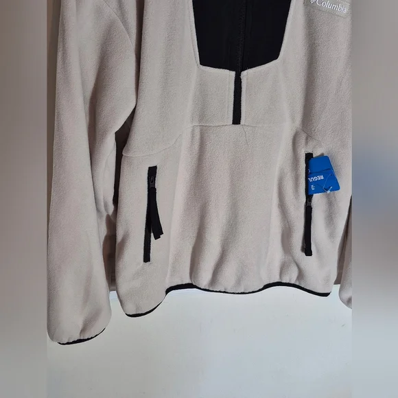 Columbia Womens Beige and Black Fleece 1/2 Zip Pullover - Picture 5 of 12
